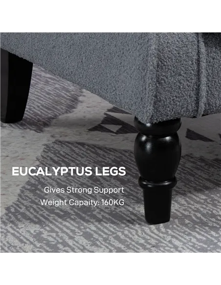 HOMCOM Wingback Accent Chair, Retro Upholstered Button Tufted Occasional Chair for Living Room and Bedroom, Grey