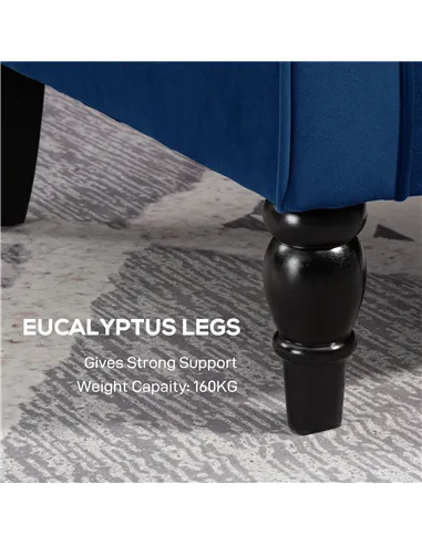 HOMCOM Wingback Accent Chair, Retro Upholstered Button Tufted Occasional Chair for Living Room and Bedroom, Blue