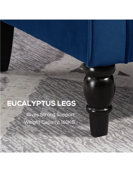 HOMCOM Wingback Accent Chair, Retro Upholstered Button Tufted Occasional Chair for Living Room and Bedroom, Blue