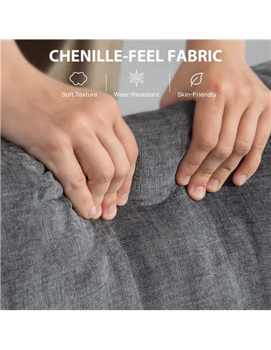 HOMCOM 3 Seater Sofa with USB Ports & Cup Holders - Grey