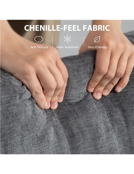 HOMCOM 3 Seater Sofa with USB Ports & Cup Holders - Grey