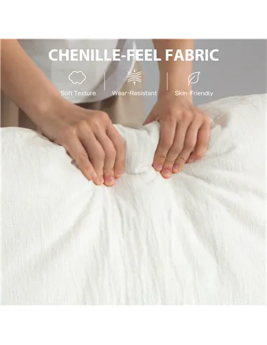 HOMCOM 3 Seater Sofa with USB Ports & Cup Holders - Cream White