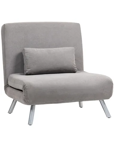 HOMCOM Single Snow Flannel Chair Bed - Grey