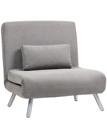 HOMCOM Single Snow Flannel Chair Bed - Grey
