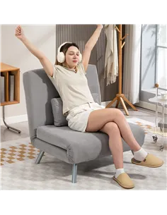 HOMCOM Single Snow Flannel Chair Bed - Grey 2