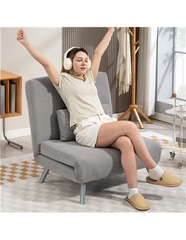 HOMCOM Single Snow Flannel Chair Bed - Grey