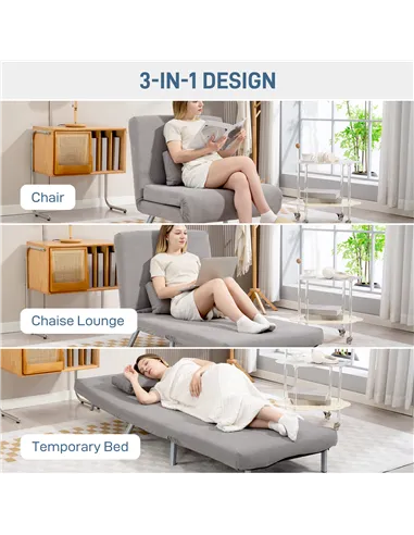 HOMCOM Single Snow Flannel Chair Bed - Grey