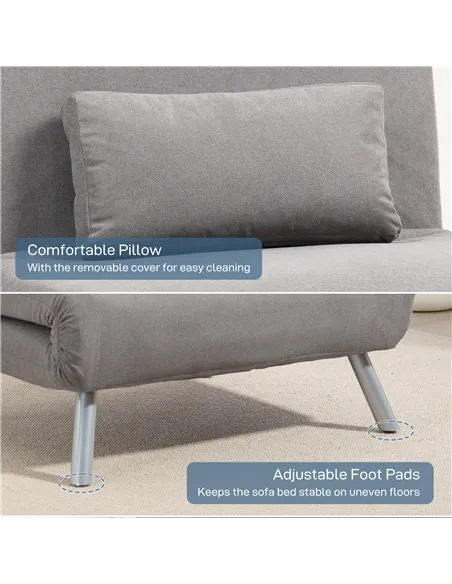 HOMCOM Single Snow Flannel Chair Bed - Grey