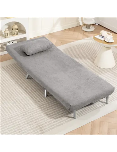 HOMCOM Single Snow Flannel Chair Bed - Grey