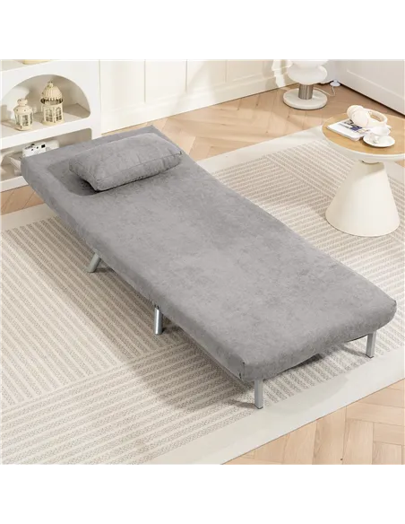 HOMCOM Single Snow Flannel Chair Bed - Grey