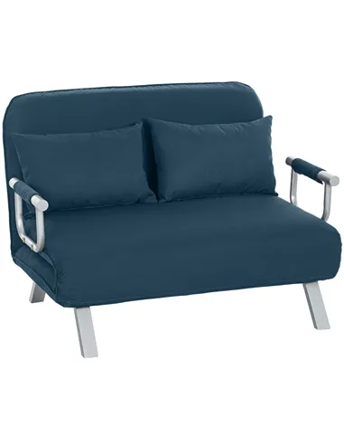 HOMCOM Two-Seater Click-Clack Sofa Bed - Navy Blue