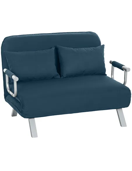 HOMCOM Two-Seater Click-Clack Sofa Bed - Navy Blue