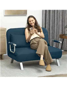 HOMCOM Two-Seater Click-Clack Sofa Bed - Navy Blue 2