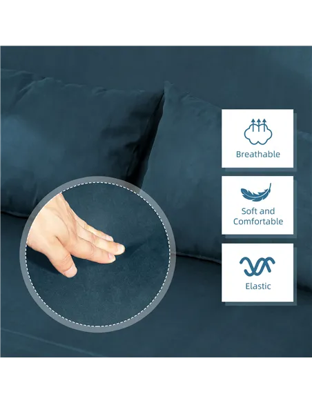 HOMCOM Two-Seater Click-Clack Sofa Bed - Navy Blue