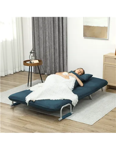 HOMCOM Two-Seater Click-Clack Sofa Bed - Navy Blue