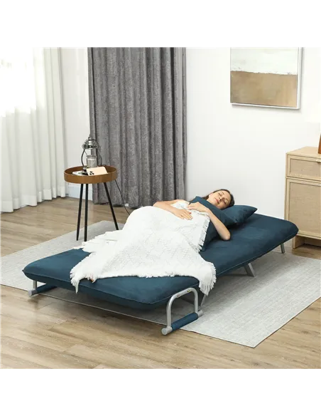 HOMCOM Two-Seater Click-Clack Sofa Bed - Navy Blue