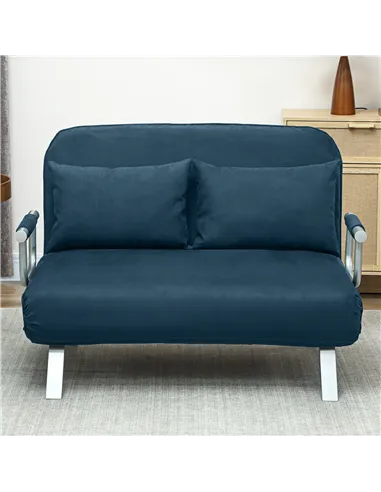 HOMCOM Two-Seater Click-Clack Sofa Bed - Navy Blue