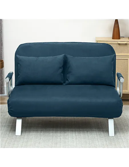 HOMCOM Two-Seater Click-Clack Sofa Bed - Navy Blue
