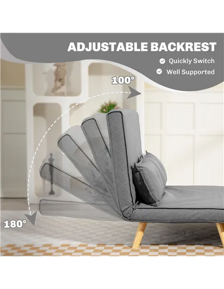 HOMCOM Two-Seater Linen-Look Sofa Bed - Grey