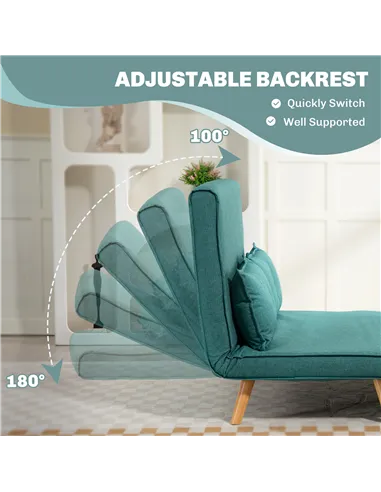 HOMCOM Two-Seater Linen-Look Sofa Bed - Green