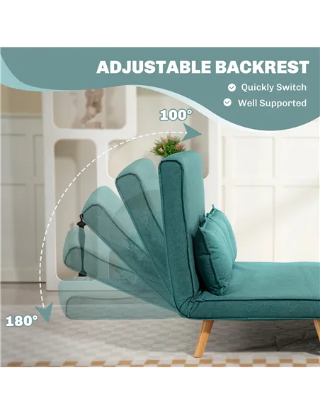 HOMCOM Two-Seater Linen-Look Sofa Bed - Green