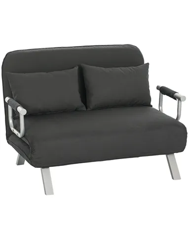 HOMCOM Two-Seater Click-Clack Sofa Bed - Charcoal Grey