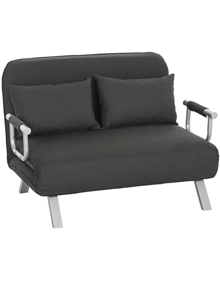 HOMCOM Two-Seater Click-Clack Sofa Bed - Charcoal Grey