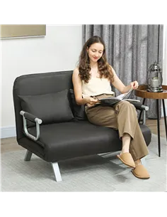 HOMCOM Two-Seater Click-Clack Sofa Bed - Charcoal Grey 2