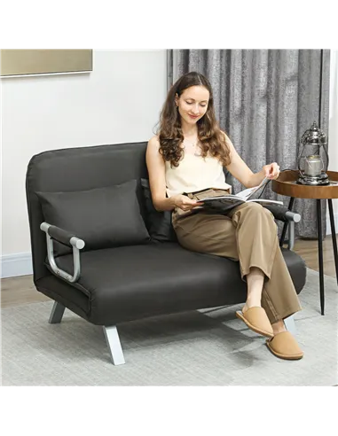 HOMCOM Two-Seater Click-Clack Sofa Bed - Charcoal Grey