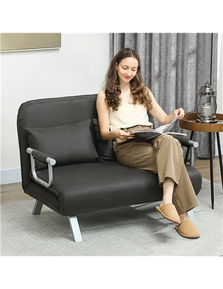 HOMCOM Two-Seater Click-Clack Sofa Bed - Charcoal Grey