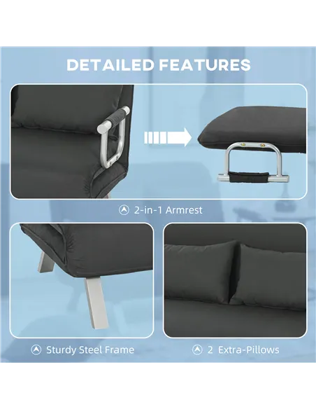 HOMCOM Two-Seater Click-Clack Sofa Bed - Charcoal Grey