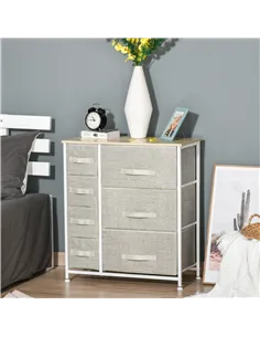 HOMCOM Chest of Drawers with 7 Drawers, Fabric Drawers with Large Storage Space, Drawers Dresser with Metal Frame, Adjustable Fe 2