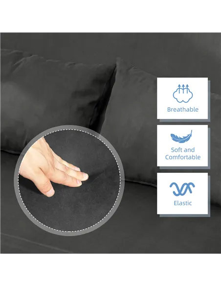 HOMCOM Two-Seater Click-Clack Sofa Bed - Charcoal Grey