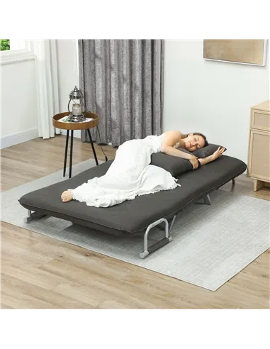 HOMCOM Two-Seater Click-Clack Sofa Bed - Charcoal Grey