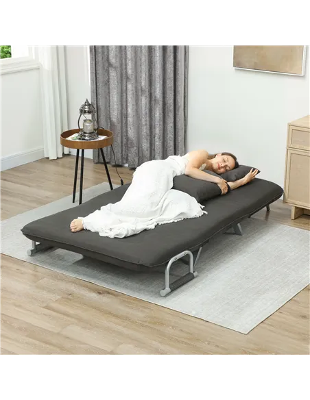 HOMCOM Two-Seater Click-Clack Sofa Bed - Charcoal Grey