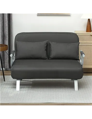 HOMCOM Two-Seater Click-Clack Sofa Bed - Charcoal Grey