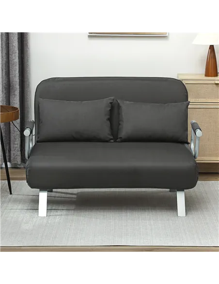 HOMCOM Two-Seater Click-Clack Sofa Bed - Charcoal Grey