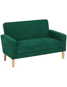 HOMCOM Two-Seater Velvet-Feel Sofa - Green