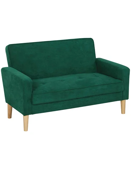 HOMCOM Two-Seater Velvet-Feel Sofa - Green