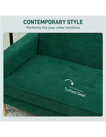 HOMCOM Two-Seater Velvet-Feel Sofa - Green