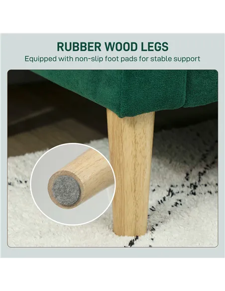 HOMCOM Two-Seater Velvet-Feel Sofa - Green