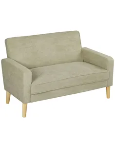 HOMCOM Two-Seater Velvet-Feel Sofa - Beige