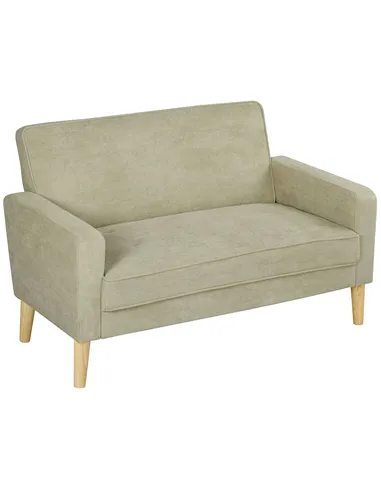 HOMCOM Two-Seater Velvet-Feel Sofa - Beige
