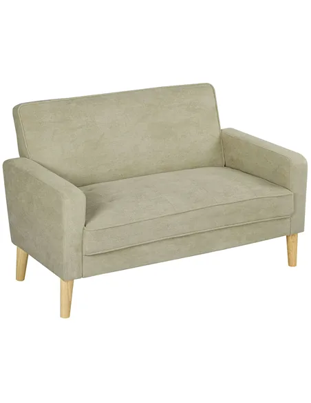 HOMCOM Two-Seater Velvet-Feel Sofa - Beige