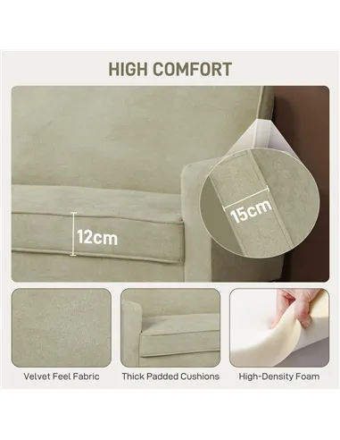 HOMCOM Two-Seater Velvet-Feel Sofa - Beige