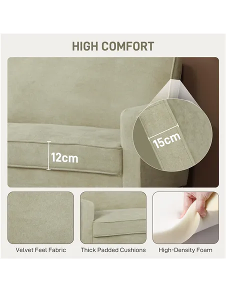 HOMCOM Two-Seater Velvet-Feel Sofa - Beige