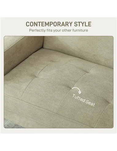 HOMCOM Two-Seater Velvet-Feel Sofa - Beige
