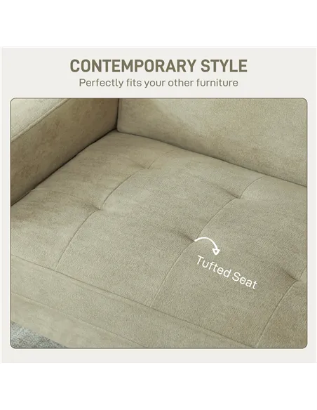 HOMCOM Two-Seater Velvet-Feel Sofa - Beige