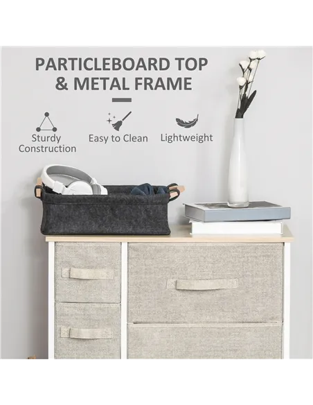 HOMCOM Chest of Drawers with 7 Drawers, Fabric Drawers with Large Storage Space, Drawers Dresser with Metal Frame, Adjustable Fe