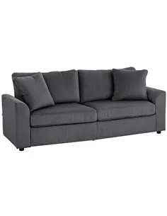 HOMCOM Modern 3 Seater Sofa with Spring Cushion, 212 cm Fabric Jumbo Cord Sofa Couch with 2 Scatter Cushions, Upholstered Cordur